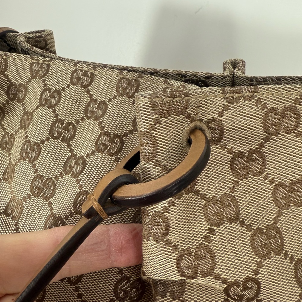 GUCCI GG monogram w/leather incl pouch very good cond Large vintage style - Picture 5 of 15